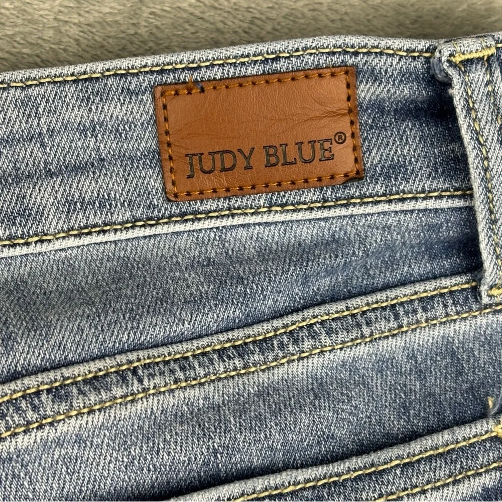 Judy Blue Jeans Womens 15 (36X32 ) Blue Bootcut  Medium Wash Stretch‎ Distressed